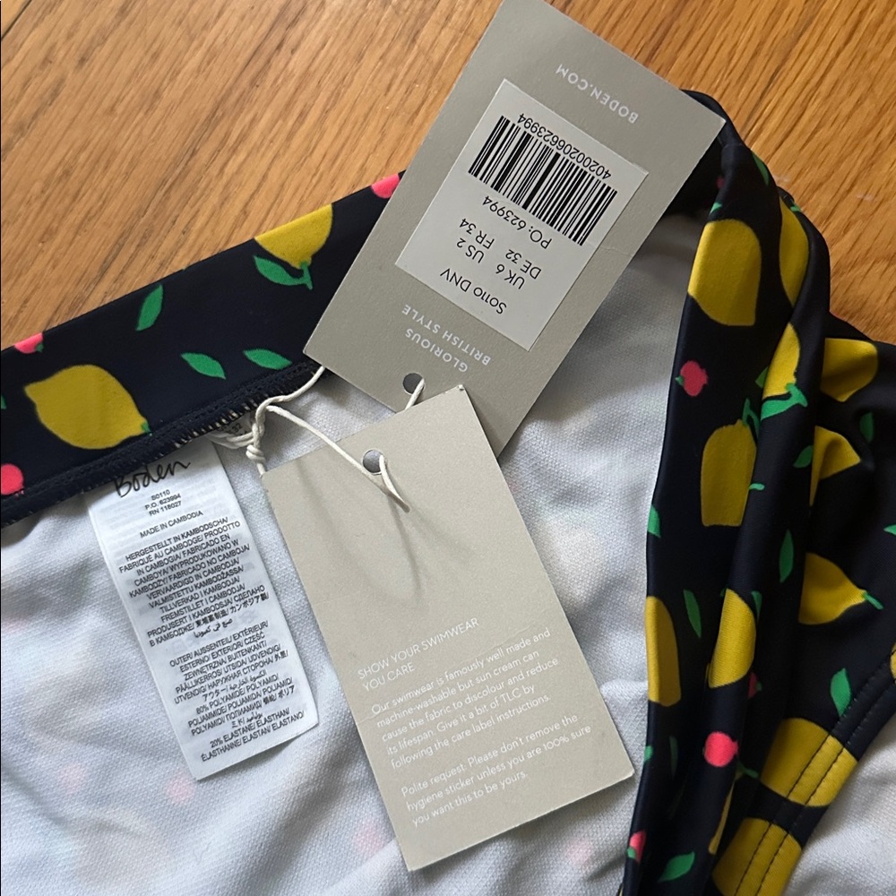 Boden Lemon Print Bikini Bottoms - Picture 4 of 7
